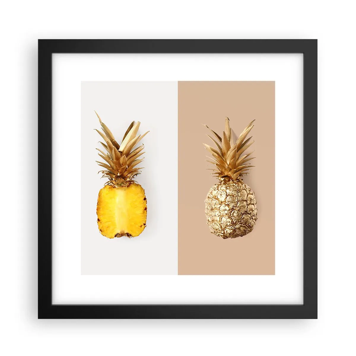 Póster en marco negro - Piña y media - 30x30 cm