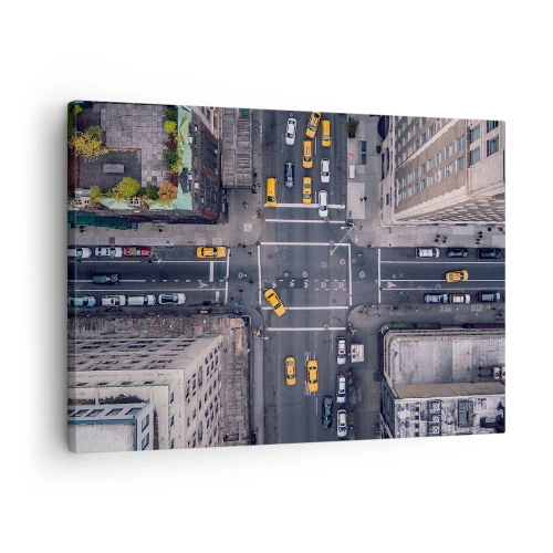 Cuadro sobre lienzo - Impresión de Imagen - Vista aérea de una calle concurrida de la ciudad - 70x50cm - Una simple elección - Decoración de pared moderna para salón y dormitorio ARTTOR