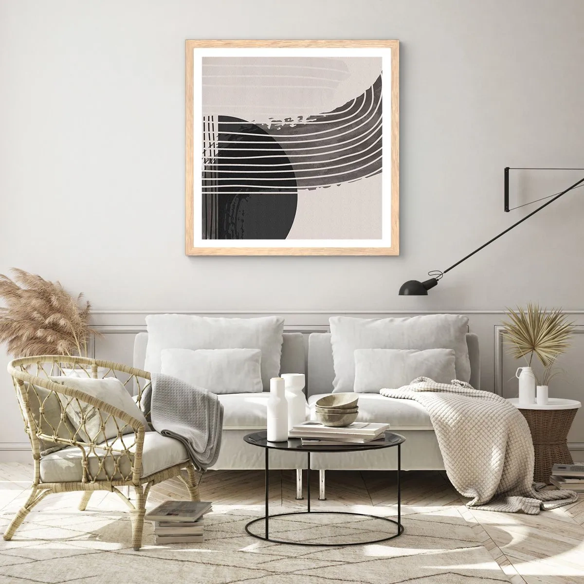 Póster en marco roble claro - Ida y vuelta - 50x50 cm