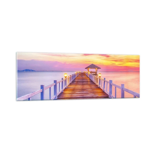 Cuadro sobre vidrio - Impresiones sobre Vidrio - El silencio lila-dorado de la tarde - 90x30 cm