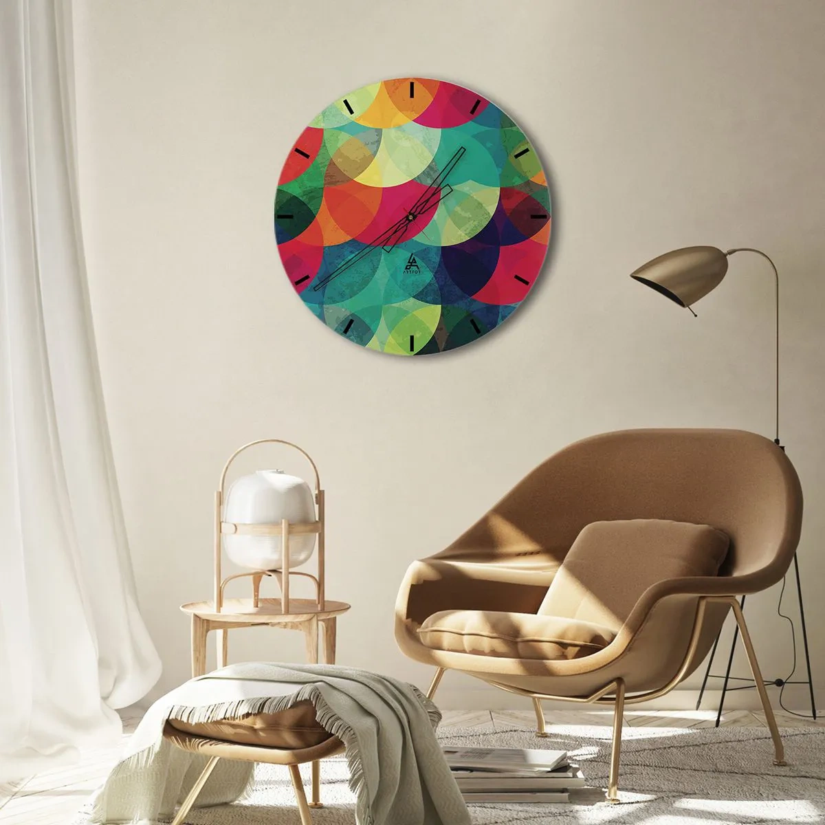 Reloj de pared - Reloj de vidrio - Ascensión circular - 40x40 cm