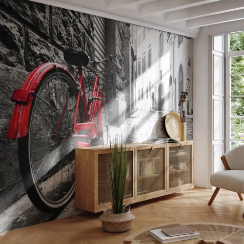 Fotomural Premium Sand - La verdadera belleza no envejece - Ciudad, Arquitectura, Bicicleta - 400x280 cm