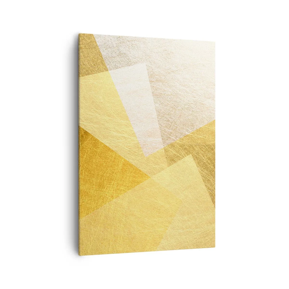 Cuadro sobre lienzo - Impresión de Imagen - Formas geométricas en tonos dorados y claros. - 70x100cm - Tiempo de geometría - Decoración de pared moderna para salón y dormitorio ARTTOR