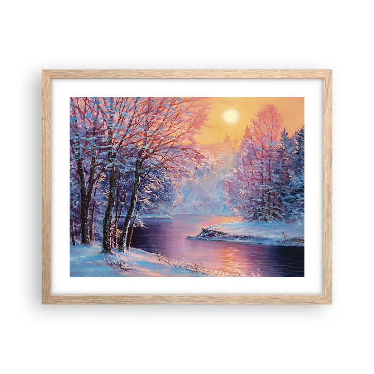 Póster en marco roble claro - Colores del invierno - 50x40 cm