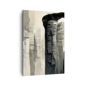 Cuadro sobre lienzo - Impresión de Imagen - Columnas históricas en un entorno monocromático atmosférico - 50x70cm - La majestuosidad de la antigüedad - Decoración de pared moderna para salón y dormitorio ARTTOR
