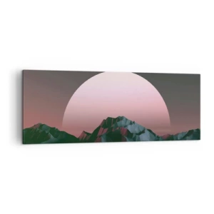 Cuadro sobre lienzo - Impresión de Imagen - Montañas geométricas con el sol poniente al fondo - 140x50cm - En una galaxia muy muy lejana - Decoración de pared moderna para salón y dormitorio ARTTOR