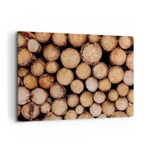 Cuadro sobre lienzo - Impresión de Imagen - Montones de troncos de árboles talados dispuestos en armonía - 100x70cm - Un nuevo comienzo - Decoración de pared moderna para salón y dormitorio ARTTOR