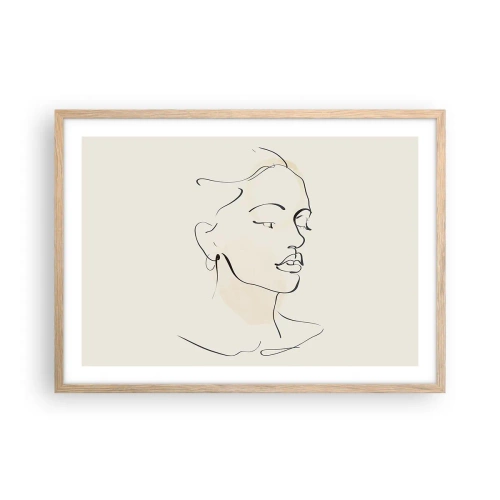 Póster en marco roble claro - Líneas que muestran seguridad - 70x50 cm