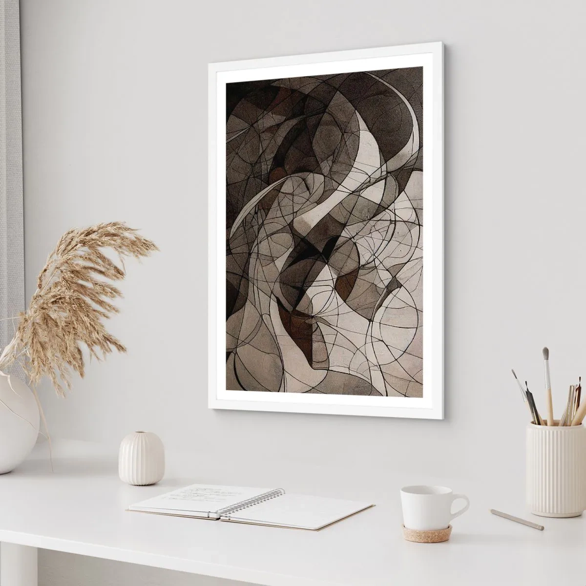 Póster en marco blanco - Circulación en colores tierra - 40x50 cm