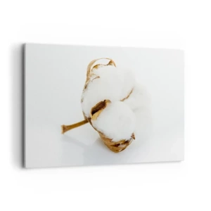 Cuadro sobre lienzo - Impresión de Imagen - Una rama de algodón sobre un fondo claro en un enfoque minimalista. - 100x70cm - Suave por naturaleza - Decoración de pared moderna para salón y dormitorio ARTTOR