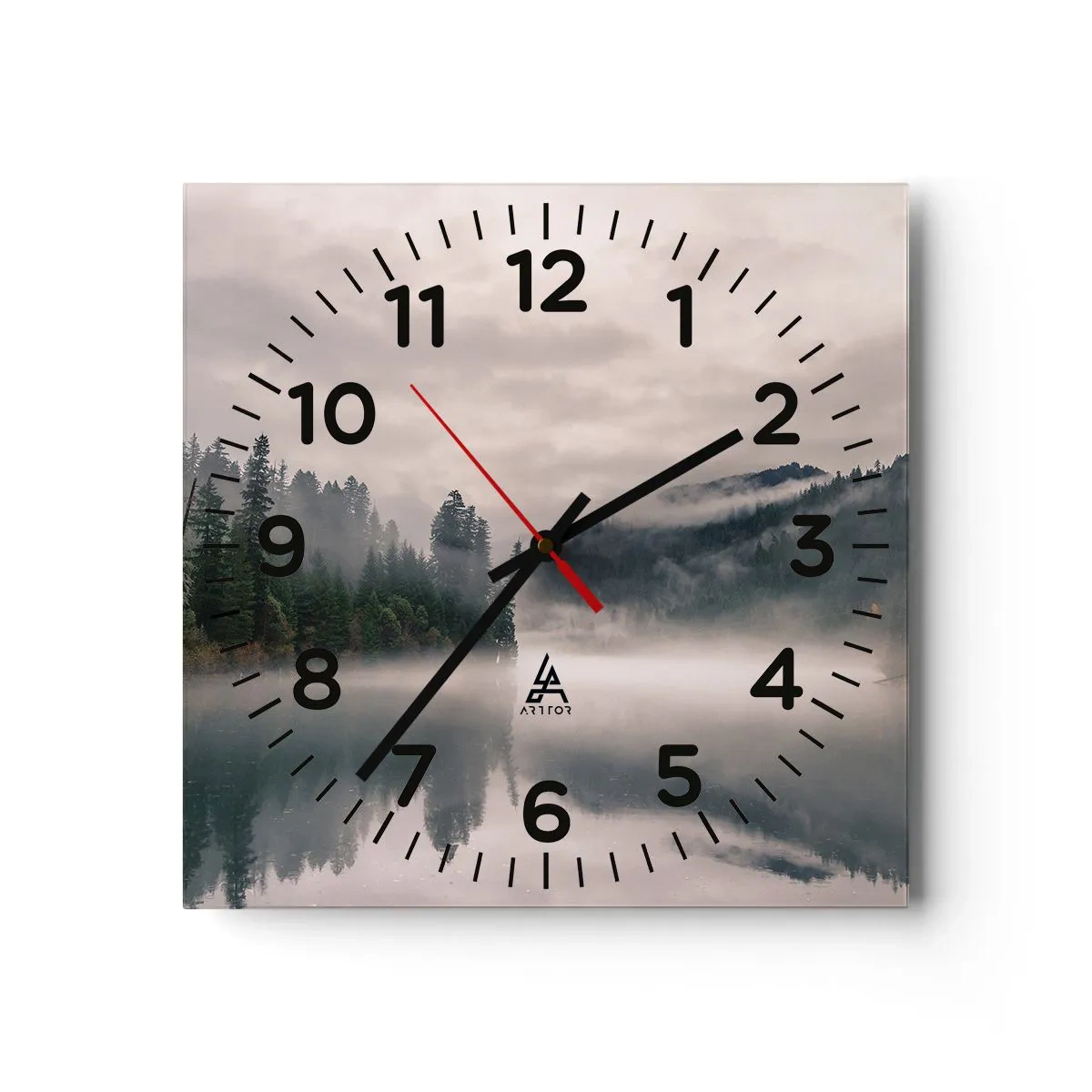 Reloj de pared - Reloj de vidrio - En el ensueño, en la niebla - 40x40 cm