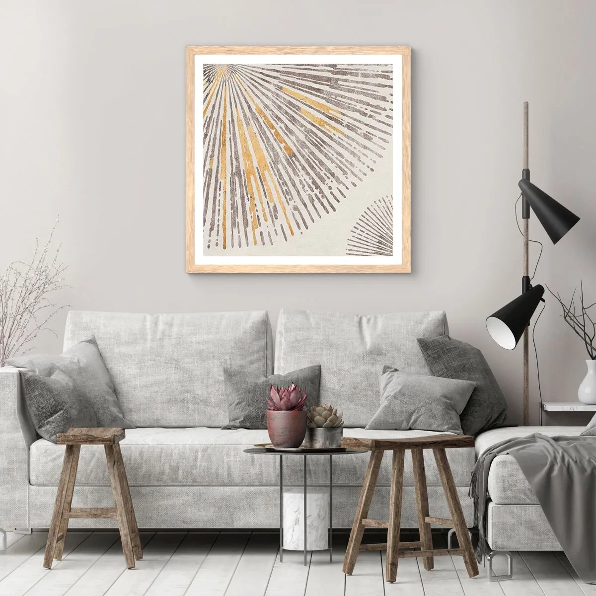 Póster en marco roble claro - Belleza lineal - 60x60 cm