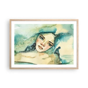 Póster en marco roble claro - ¿Soy azul? - 70x50 cm