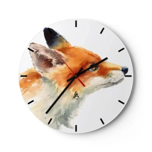 Reloj de pared - Reloj de vidrio - Zorro de acuarela en colores intensos - 30x30cm - Nunca se es demasiado cuidadoso - Decoración de pared moderna para salón, cocina y dormitorio ARTTOR