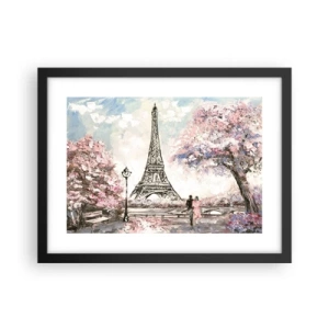 Póster en marco negro - Un paseo por París en abril - 40x30 cm