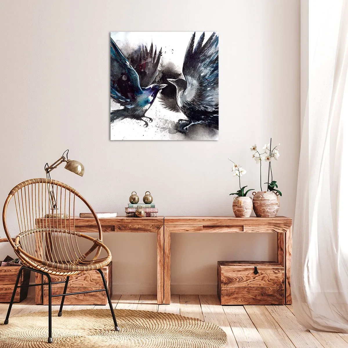 Cuadro sobre lienzo - Impresión de Imagen - De cuervo a cuervo... - 50x50 cm