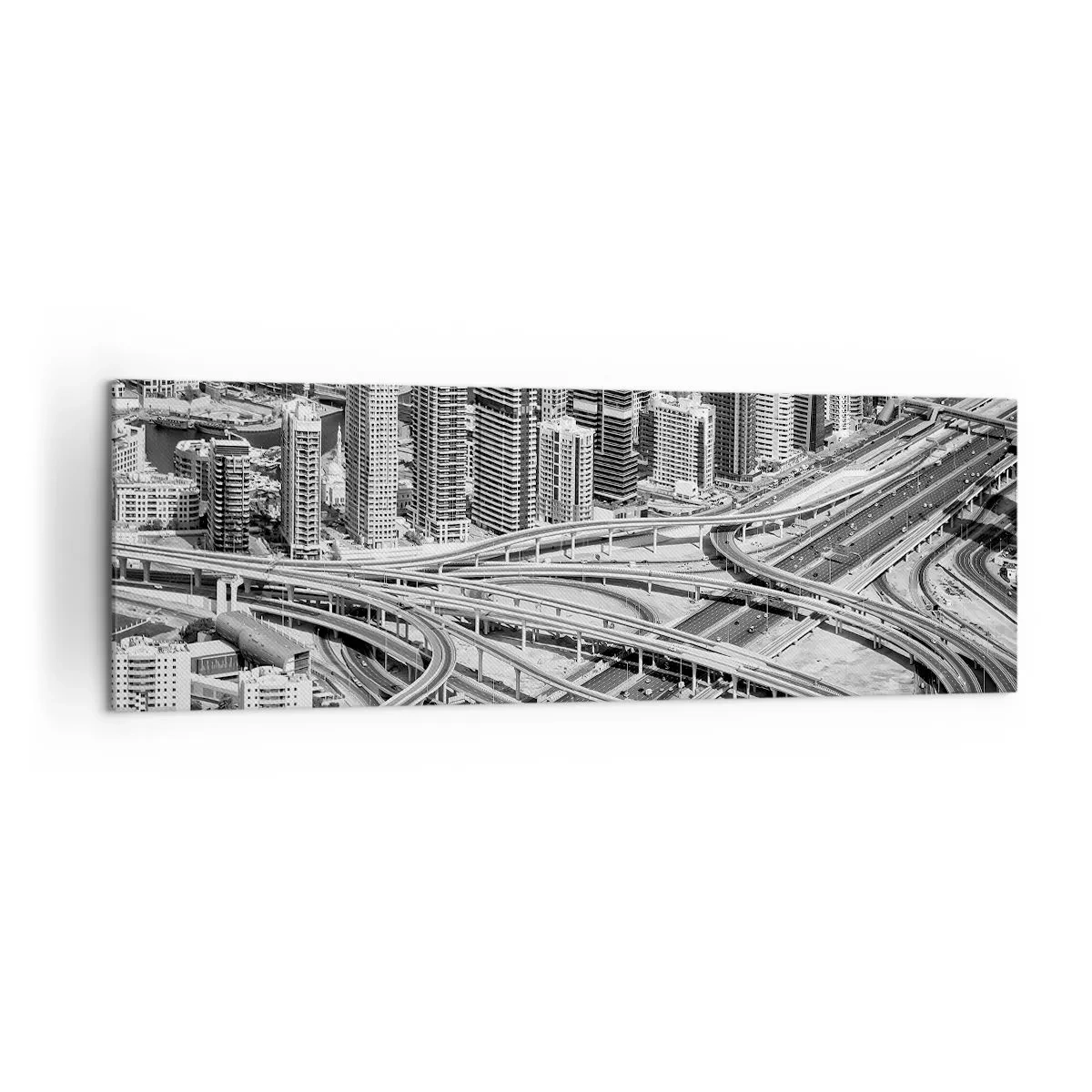 Cuadro sobre lienzo - Impresión de Imagen - Una vista aérea de Dubái - 160x50cm - Dubái: la ciudad imposible - Decoración de pared moderna para salón y dormitorio ARTTOR