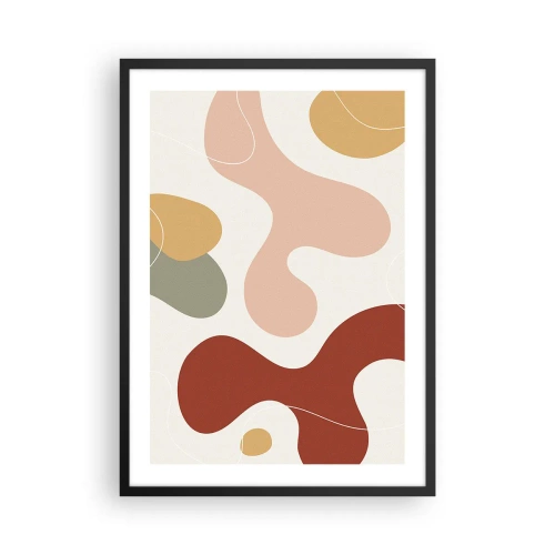 Póster en marco negro - Una composición abstracta en cálidos tonos pastel. - 50x70cm - La esencia de la pintura - Decoración de pared moderna para salón y dormitorio ARTTOR