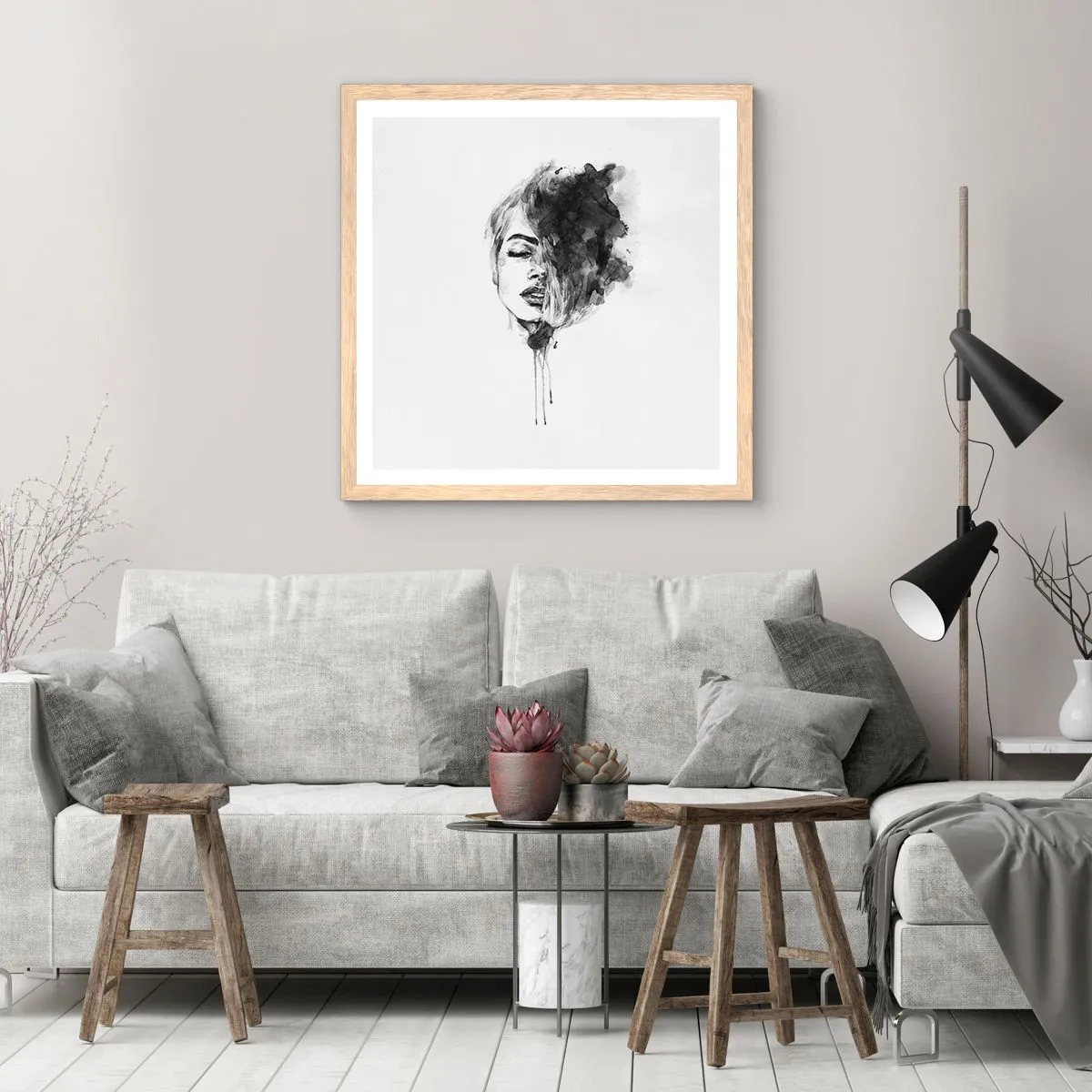 Póster en marco roble claro - Sueños en femenino - 60x60 cm