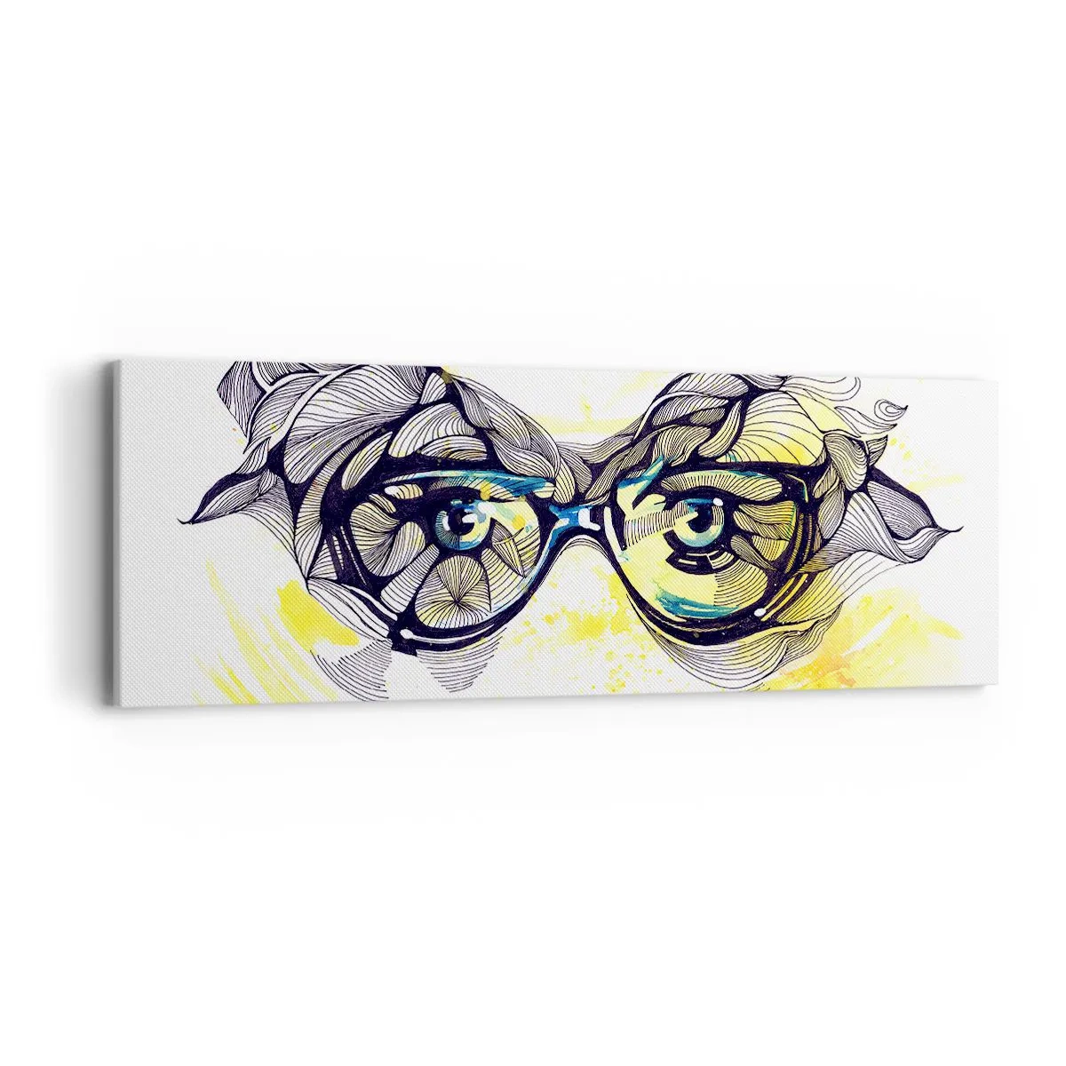 Cuadro sobre lienzo - Impresión de Imagen - A través de las gafas azules - 90x30 cm