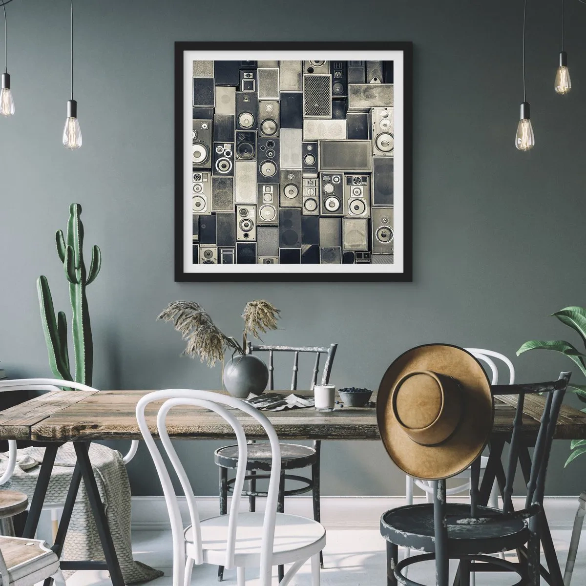Póster en marco negro - Y todo fluye - 40x40 cm