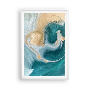 Póster en marco blanco - Un remolino de oro y turquesa - 61x91 cm