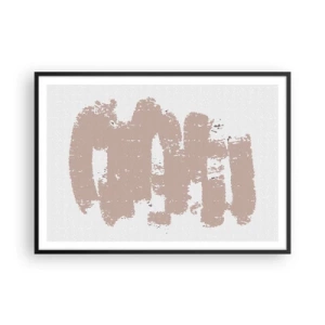 Póster en marco negro - Formas suaves de color rosa sobre un fondo claro - 100x70cm - Abstracción en rosa suave - Decoración de pared moderna para salón y dormitorio ARTTOR