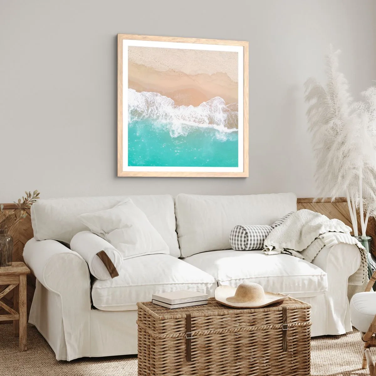 Póster en marco roble claro - Un toque acariciador - 40x40 cm