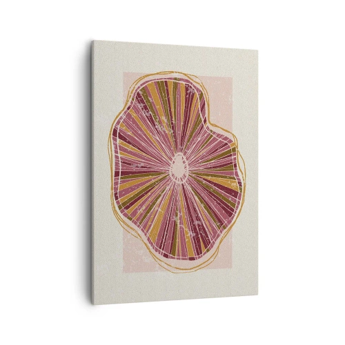Cuadro sobre lienzo - Impresión de Imagen - Patrón abstracto de rodajas de árbol en tonos rosados - 50x70cm - Abstracción radiante - Decoración de pared moderna para salón y dormitorio ARTTOR