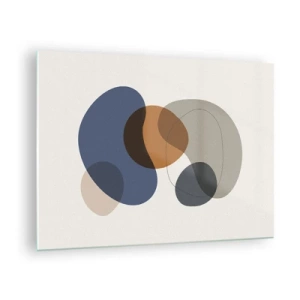 Cuadro sobre vidrio - Impresiones sobre Vidrio - Manchas abstractas coloridas en tonos azul marino y marrón. - 70x50cm - Gotas de color - Decoración de pared moderna para salón y dormitorio ARTTOR