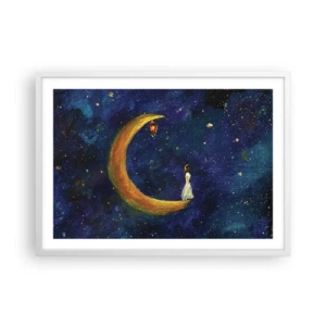 Póster en marco blanco - La llamada de la Luna - 70x50 cm