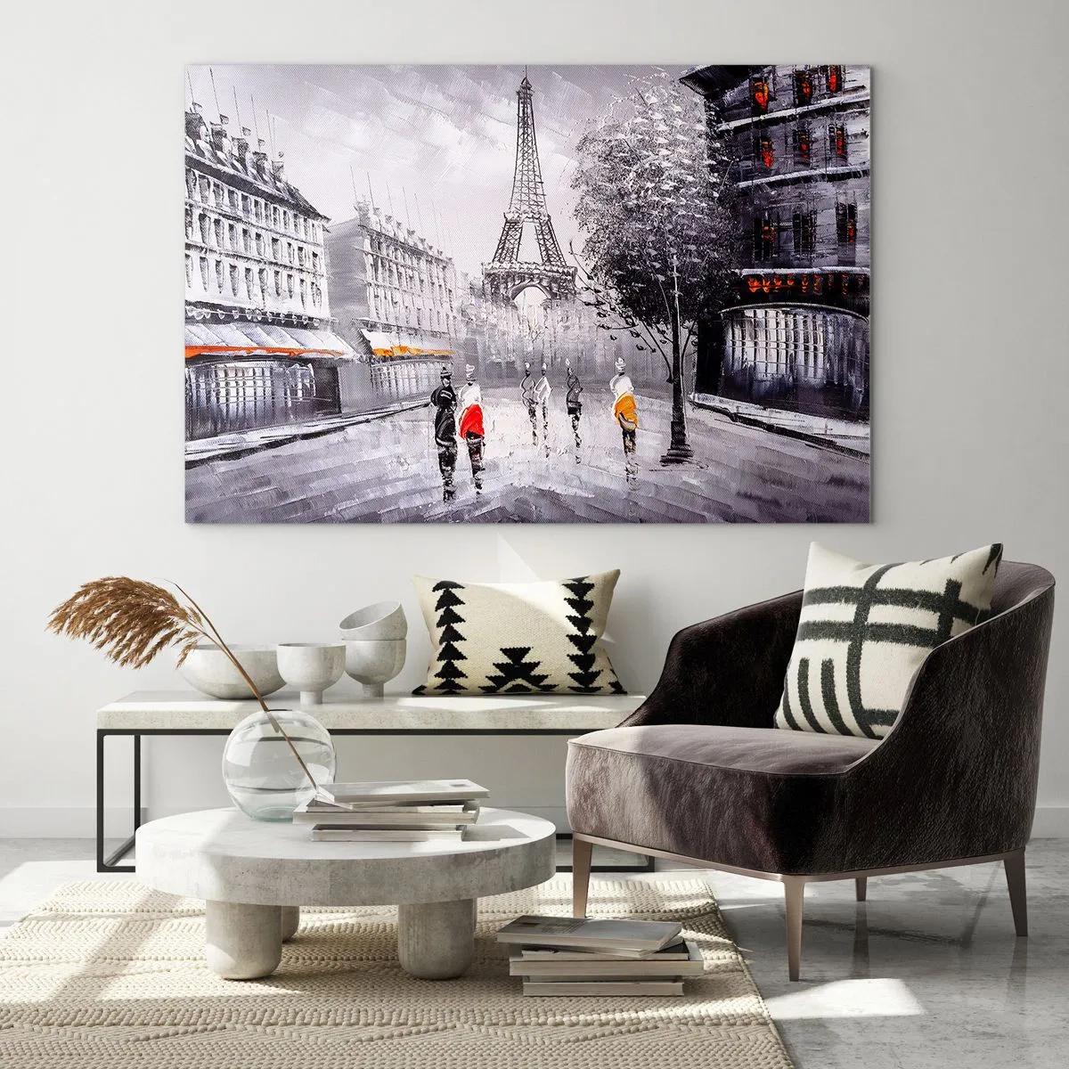 Cuadro sobre vidrio - Impresiones sobre Vidrio - Un paseo parisino - 100x70cm - Un paseo parisino - Decoración de pared moderna para salón y dormitorio ARTTOR
