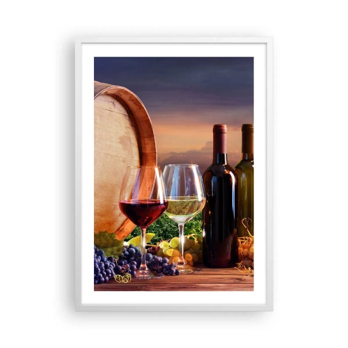 Póster en marco blanco - Aquí la vida tiene un sabor - 50x70 cm