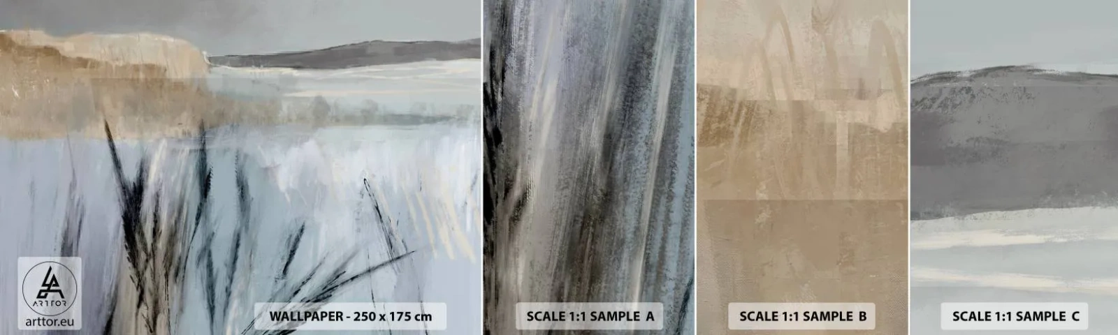 Muestra De Fotomural Standard Eco - Campos de invierno - Brillante, Minimalismo, Pedazo - 100x30 cm