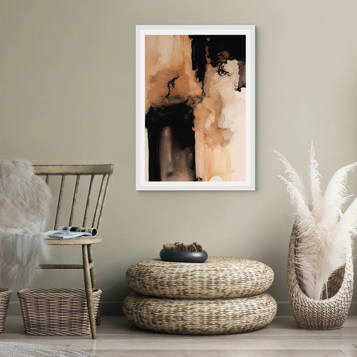 Póster en marco blanco - Una abstracción intrigante - 50x70 cm