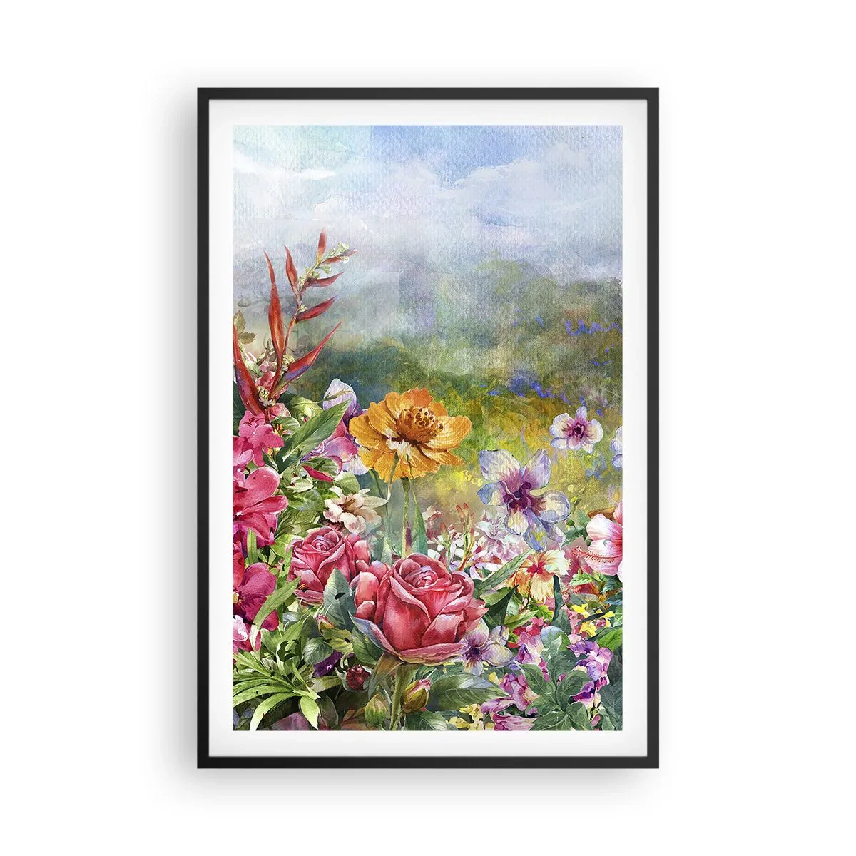 Póster en marco negro - Un jardín enloquecido - 61x91 cm