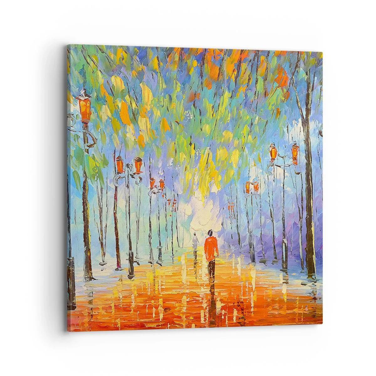 Cuadro sobre lienzo - Impresión de Imagen - La canción nocturna de la lluvia - 70x70 cm
