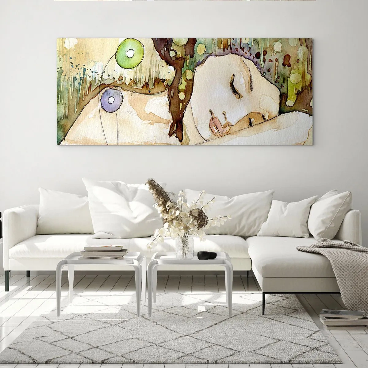Cuadro sobre vidrio - Impresiones sobre Vidrio - Sueño esmeralda y violeta - 100x40 cm