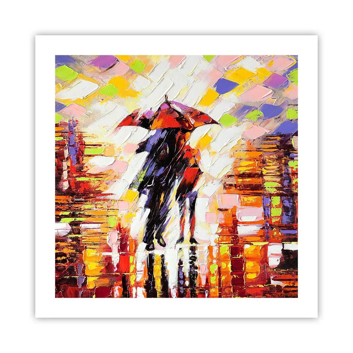 Póster - Juntos a través de la noche y la lluvia - 50x50 cm