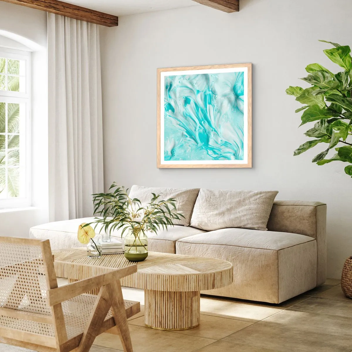 Póster en marco roble claro - Juntos para siempre - 60x60 cm