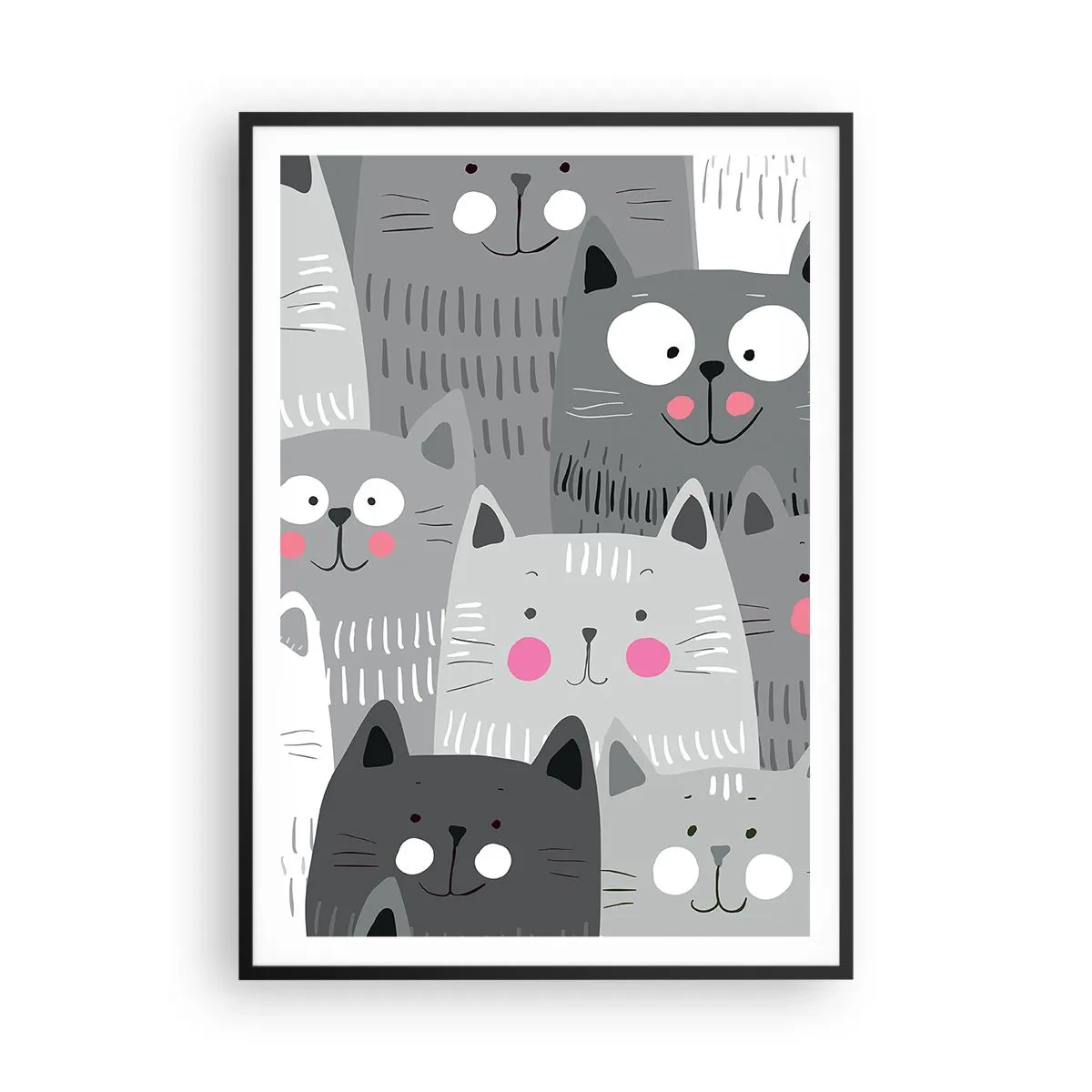 Póster en marco negro - El mundo de los gatos - 70x100 cm