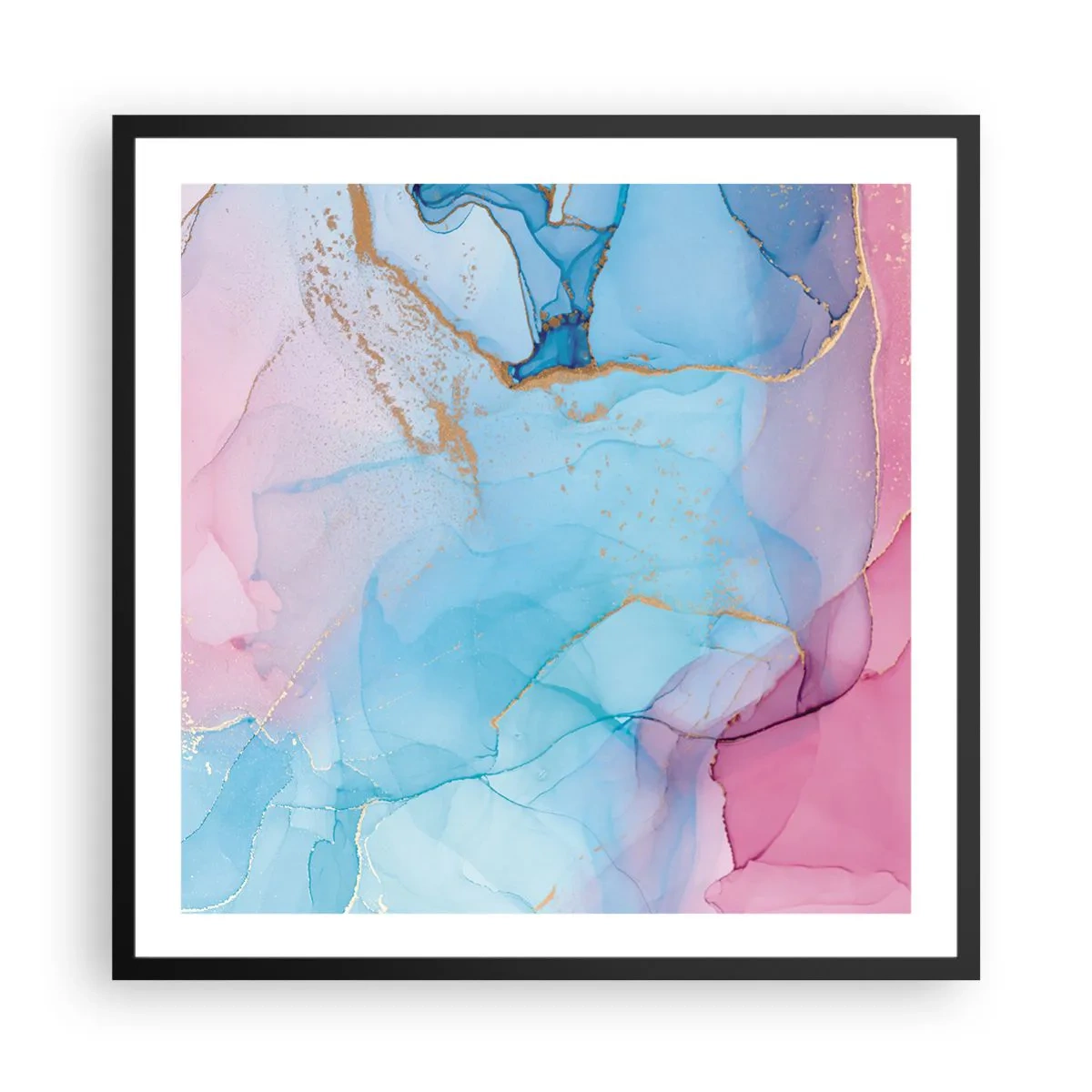 Póster en marco negro - Reuniones y encuentros de colores - 60x60 cm