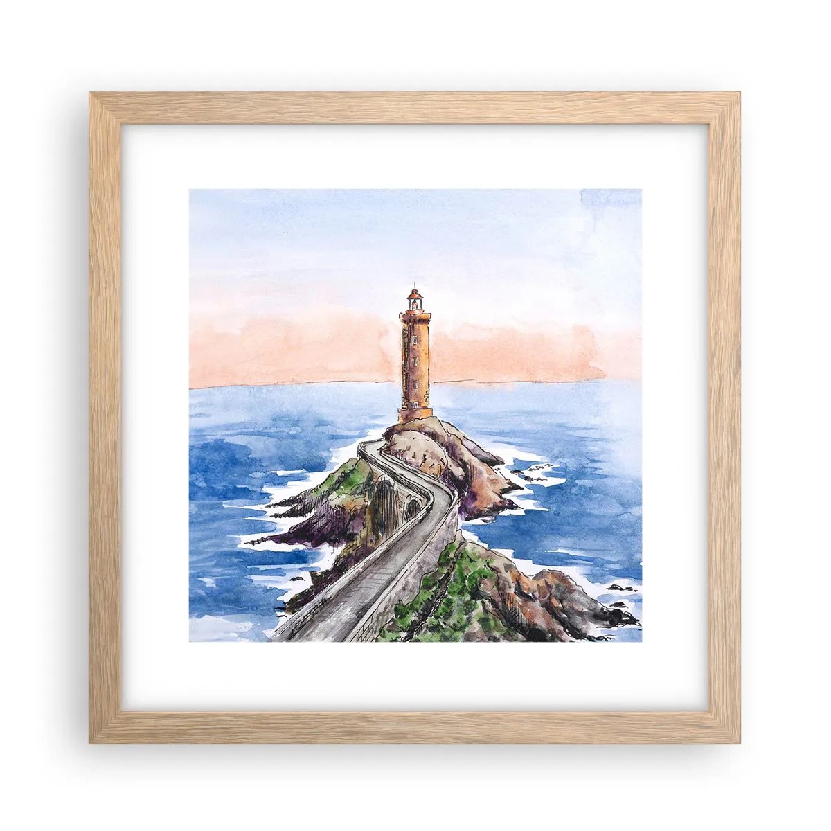 Póster en marco roble claro - Frente al mar - 30x30 cm