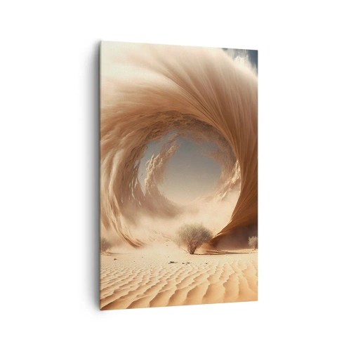 Cuadro sobre lienzo - Impresión de Imagen - Remolino de arena dinámico en un desierto con árboles - 80x120cm - Portal abierto - Decoración de pared moderna para salón y dormitorio ARTTOR