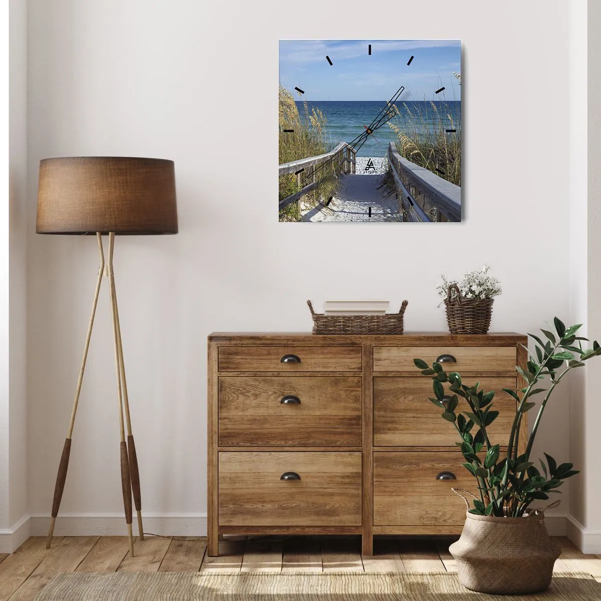 Reloj de pared - Reloj de vidrio - En el sol, en el viento - 40x40 cm