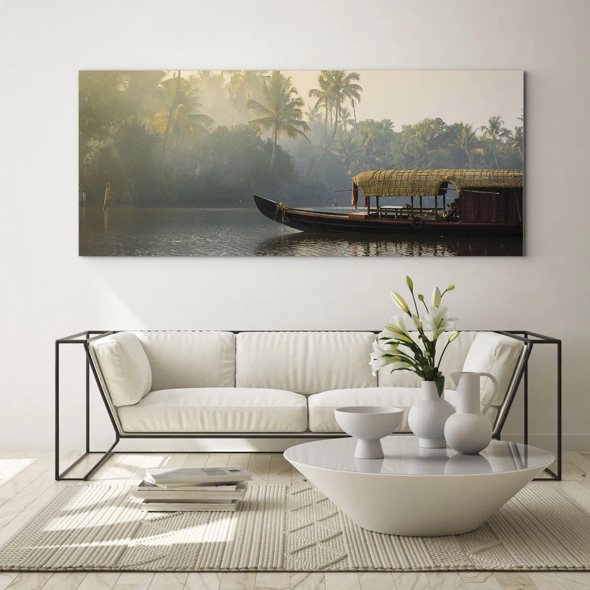 Cuadro sobre vidrio - Impresiones sobre Vidrio - Casa en el río - 100x40 cm