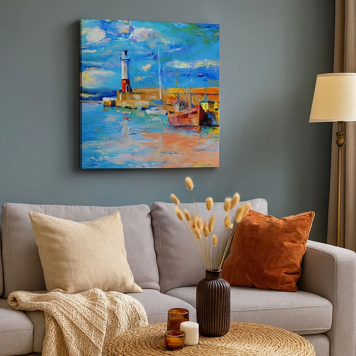 Cuadro sobre lienzo - Impresión de Imagen - Tarde en la bahía del arco iris - 30x30 cm