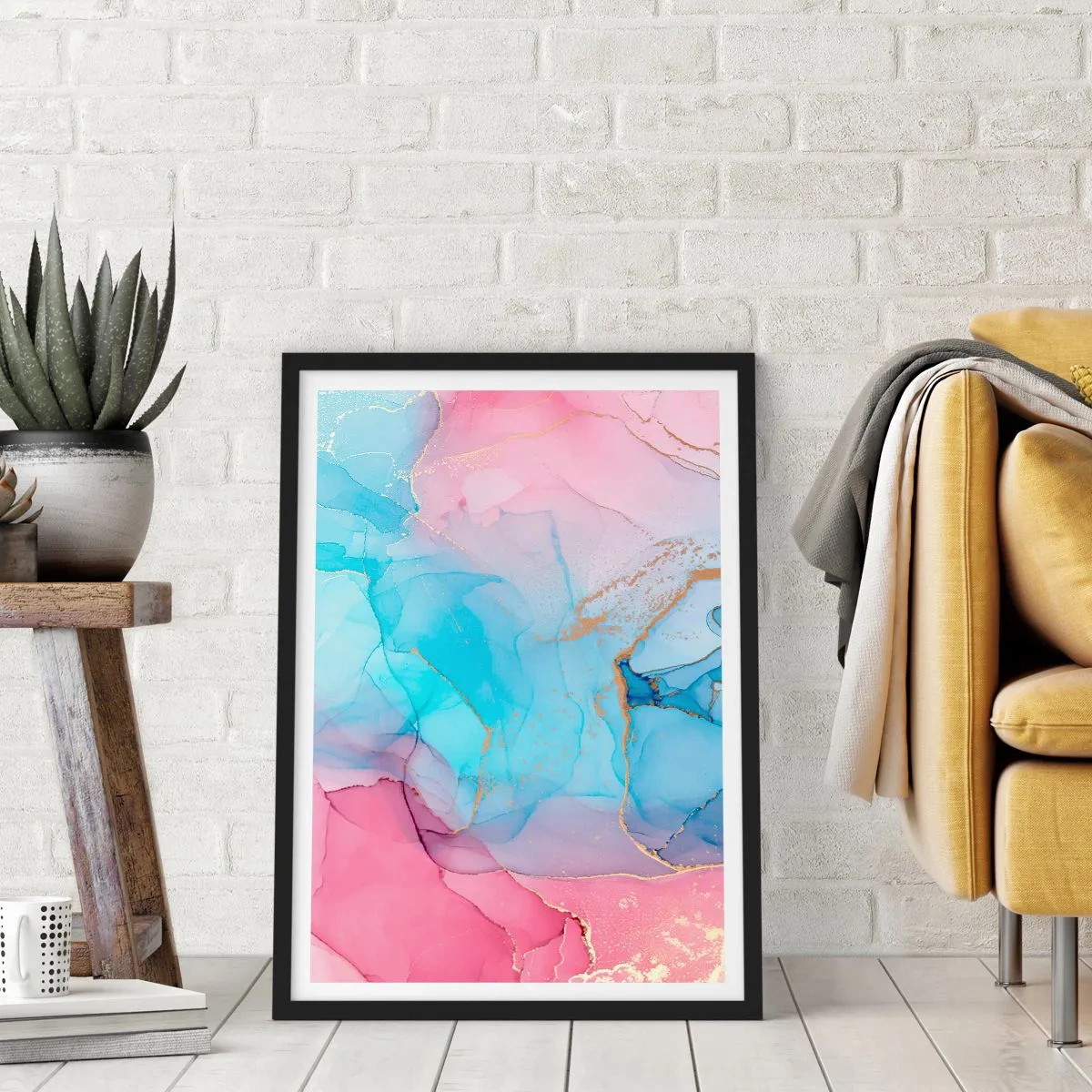 Póster en marco negro - Reuniones y encuentros de colores - 40x50 cm