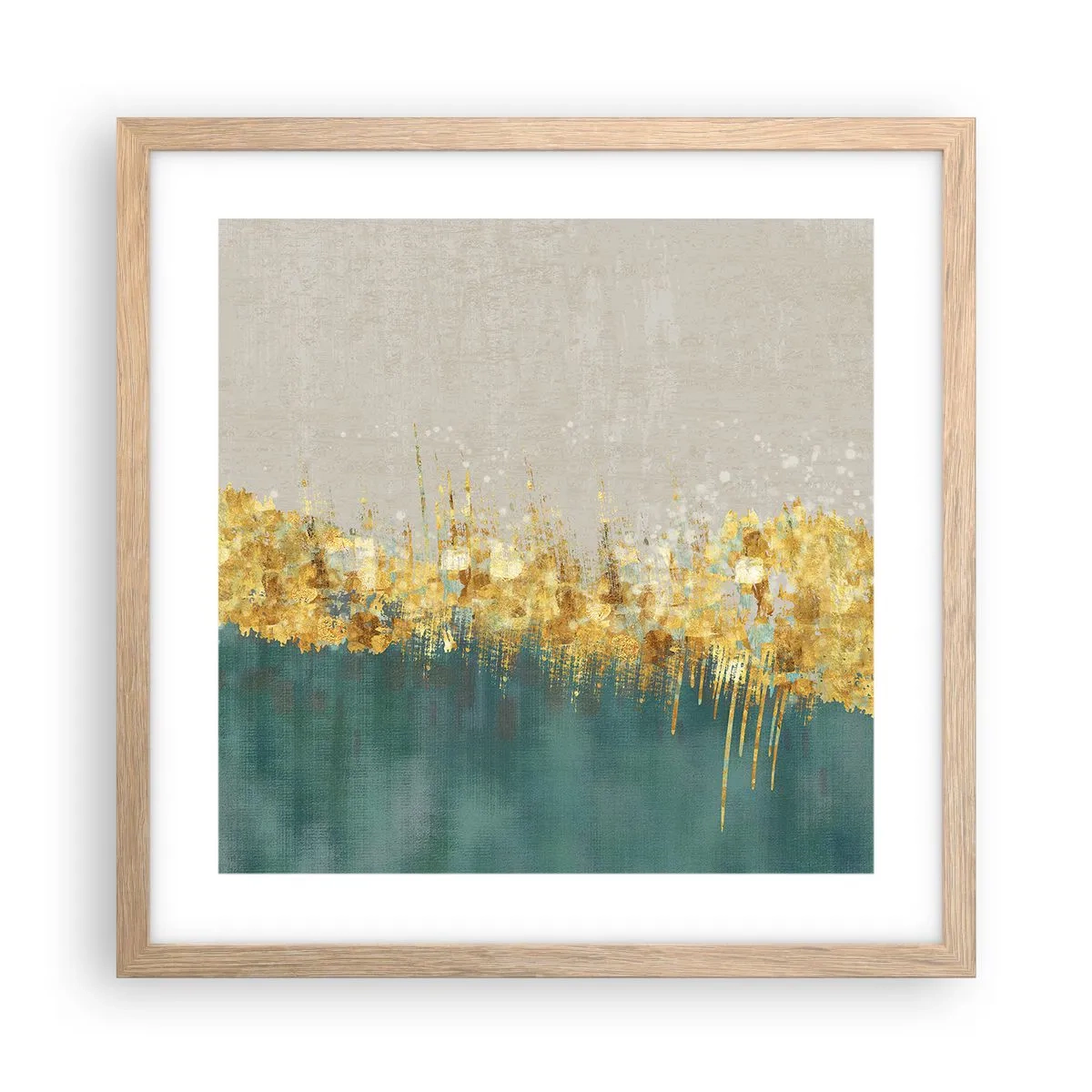 Póster en marco roble claro - La frontera dorada - 40x40 cm