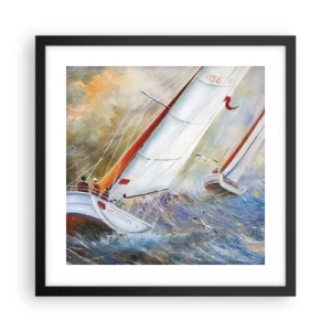 Póster en marco negro - Surcando las olas - 40x40 cm